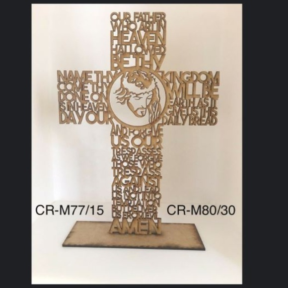 MDF Wood Lord's Prayer Our Father Cross Religious - Picture 1 of 1